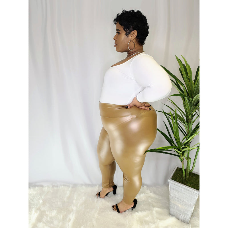 It's The Liquid II ꟾ Faux Leather Leggings - Shiny Gold – B