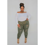 Curvy Hi-Waist Distressed Klass Jeans