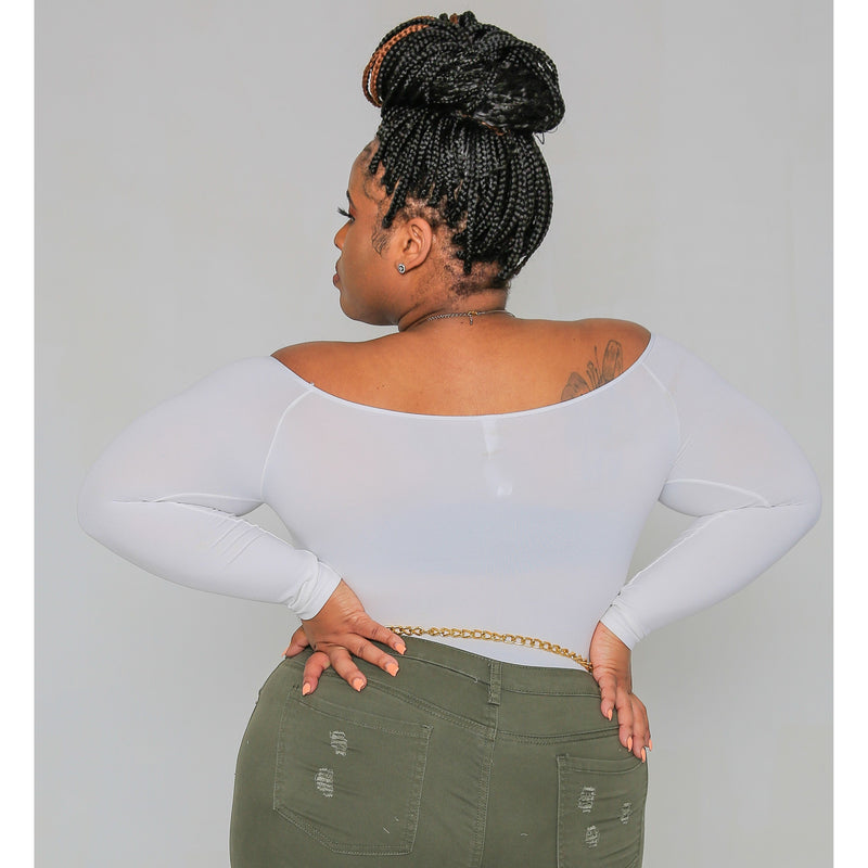 Curvy Off Shoulder Bodysuit - White