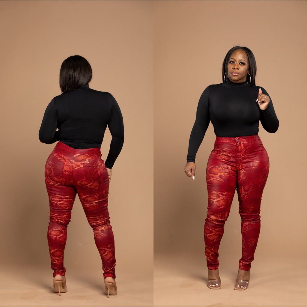 Snakeskin Paint | Super Stretch Faux Leather Pants