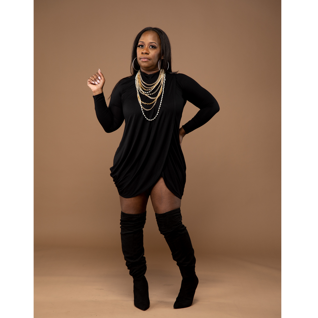 Little black dress 2025 with knee high boots