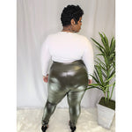 It's The Liquid II ꟾ Faux Leather Leggings - Shiny Olive