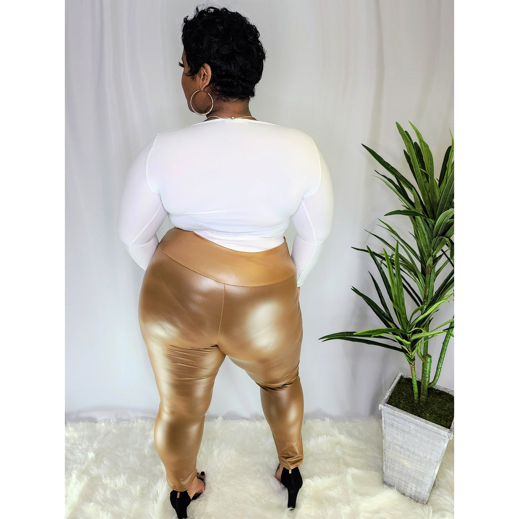 It's The Liquid II ꟾ Faux Leather Leggings - Shiny Gold